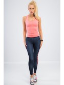 Navy blue leggings with coral inscription 13930 - Online store - Boutique